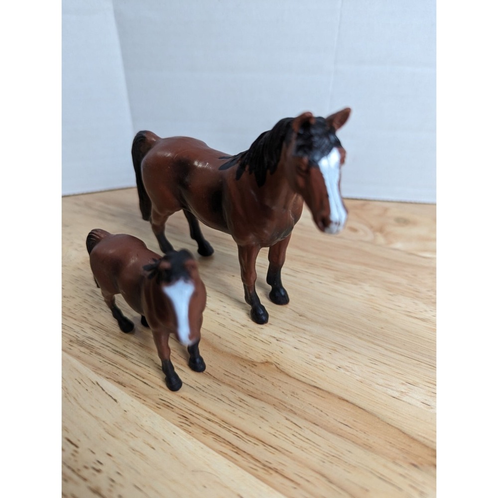 hard pvc plastic Lot 2 Male Horse & baby boy Blaze nose brown German arabian